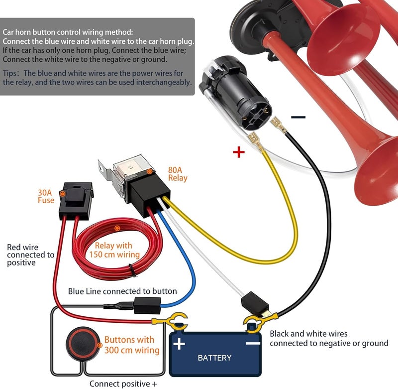 banhao Car Horn 4 Trumpet for Truck Air Horn 180dB Train Horn Kit for 12v Vehicle Loud with Compressor and Switch Button? - Image 5
